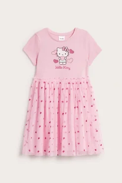 Kjole med tyllskjørt og Hello Kitty-motiv