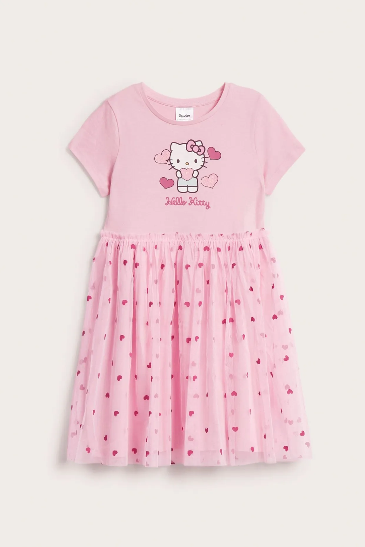Kjole med tyllskjørt og Hello Kitty-motiv