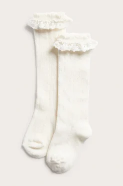 Knestrømper med pointelle-mønster