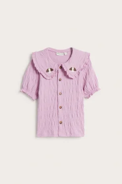 Kortermet bluse med broderi