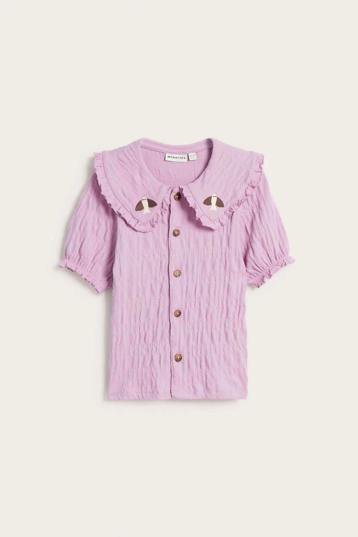 Kortermet bluse med broderi
