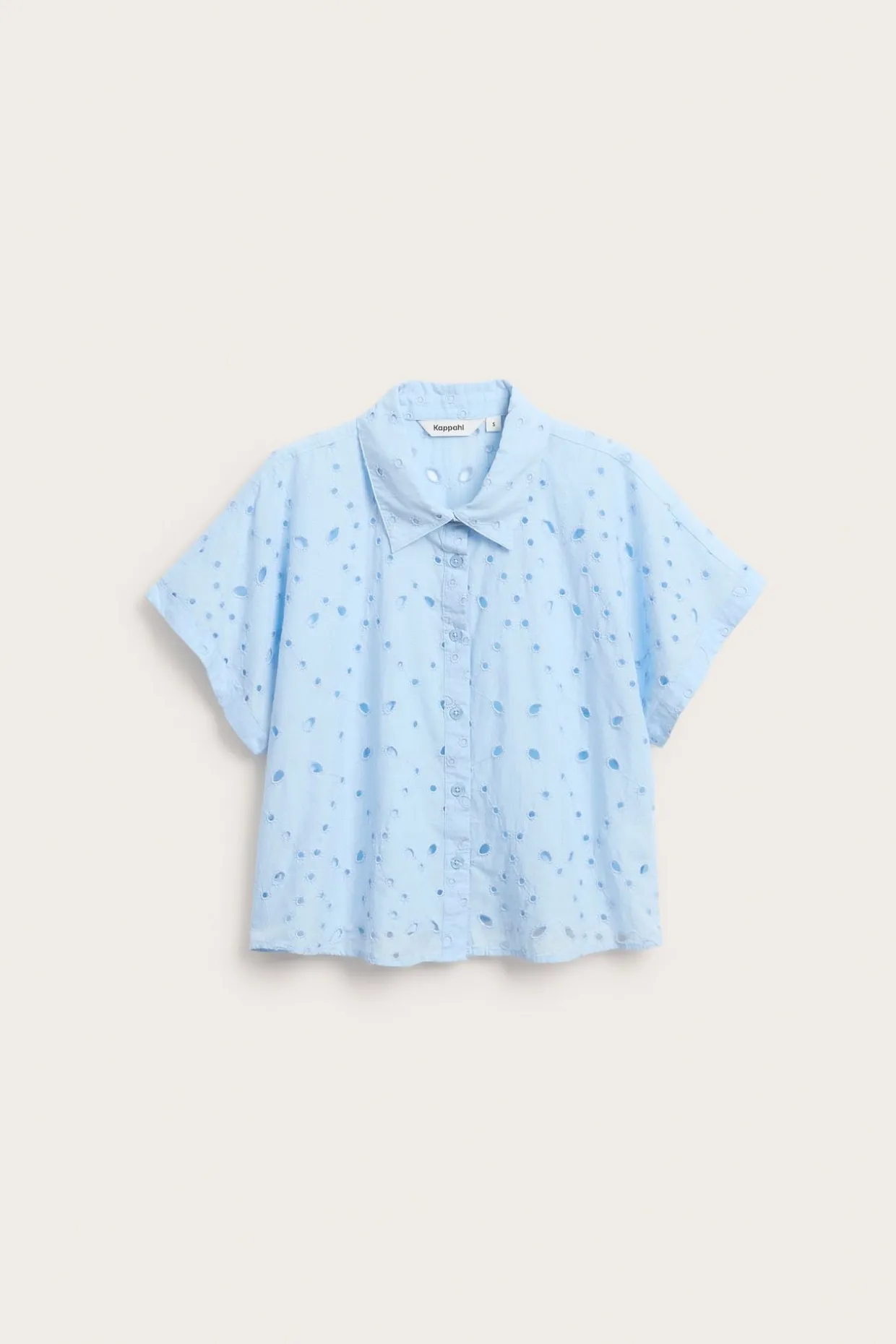 Kortermet bomullsbluse med broderie anglaise