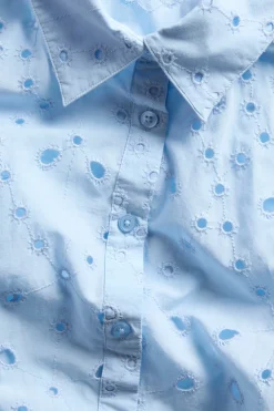Kortermet bomullsbluse med broderie anglaise