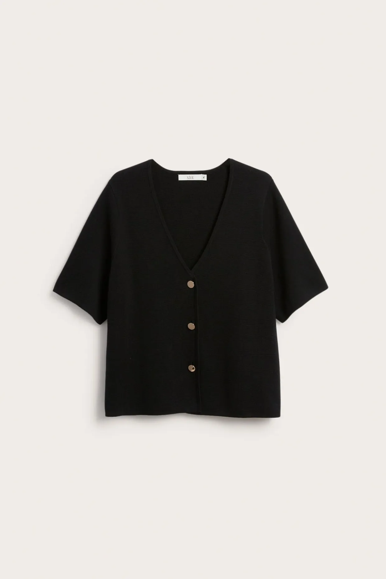 Kortermet cardigan med metallknapper