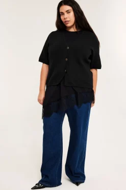 Kortermet cardigan med metallknapper