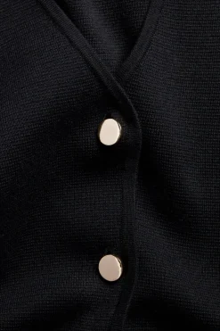Kortermet cardigan med metallknapper