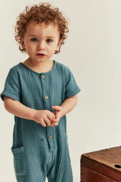 Kortermet jumpsuit i musselin