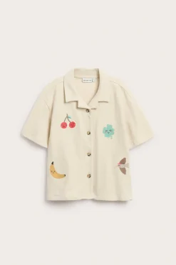 Kortermet skjorte med broderi