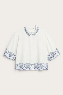 Kortermet skjorte med broderie anglaise