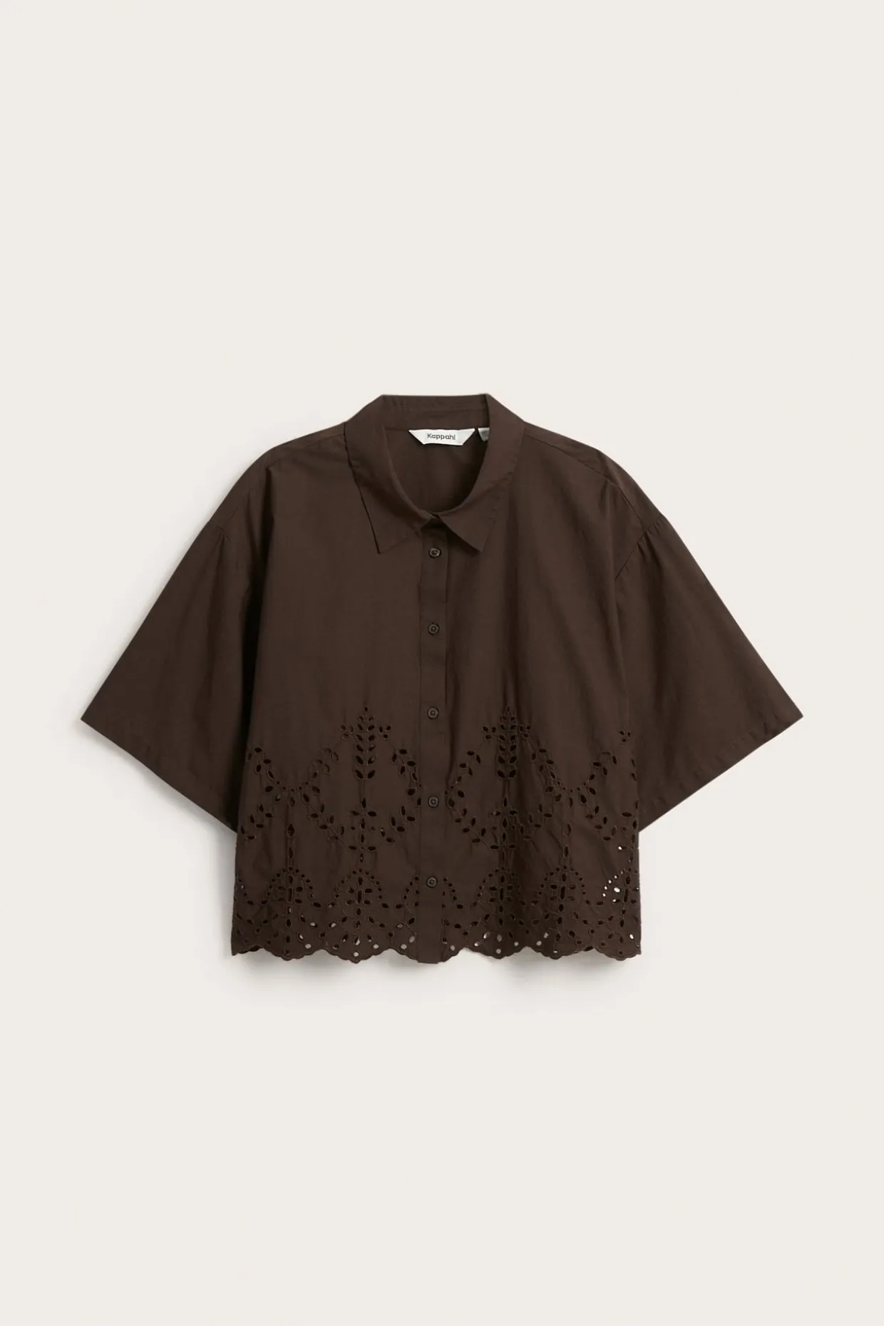 Kortermet skjorte med broderie anglaise