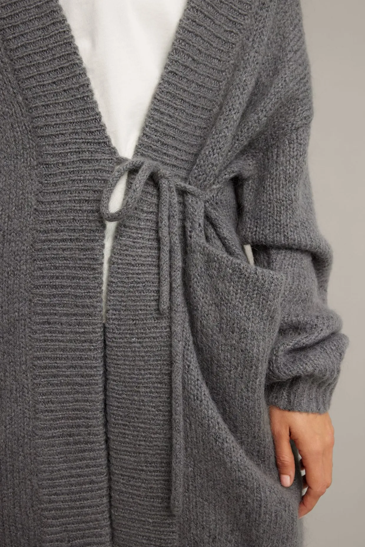 Lang cardigan i ullblanding