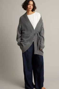 Lang cardigan i ullblanding