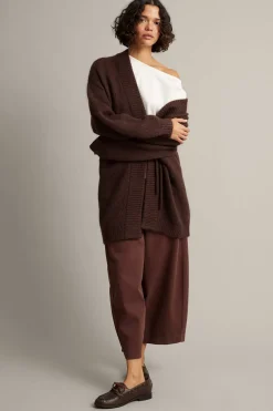 Lang cardigan i ullblanding