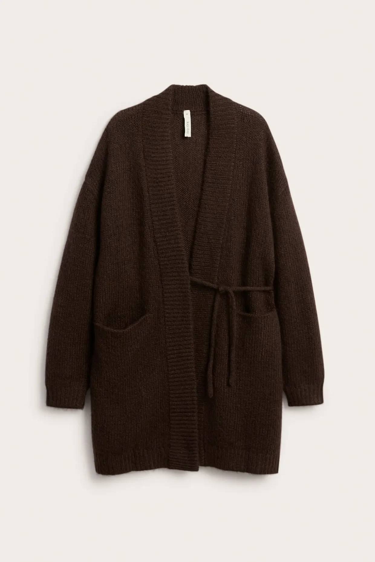 Lang cardigan i ullblanding