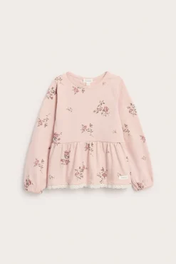 Langermet blomstret peplum-topp