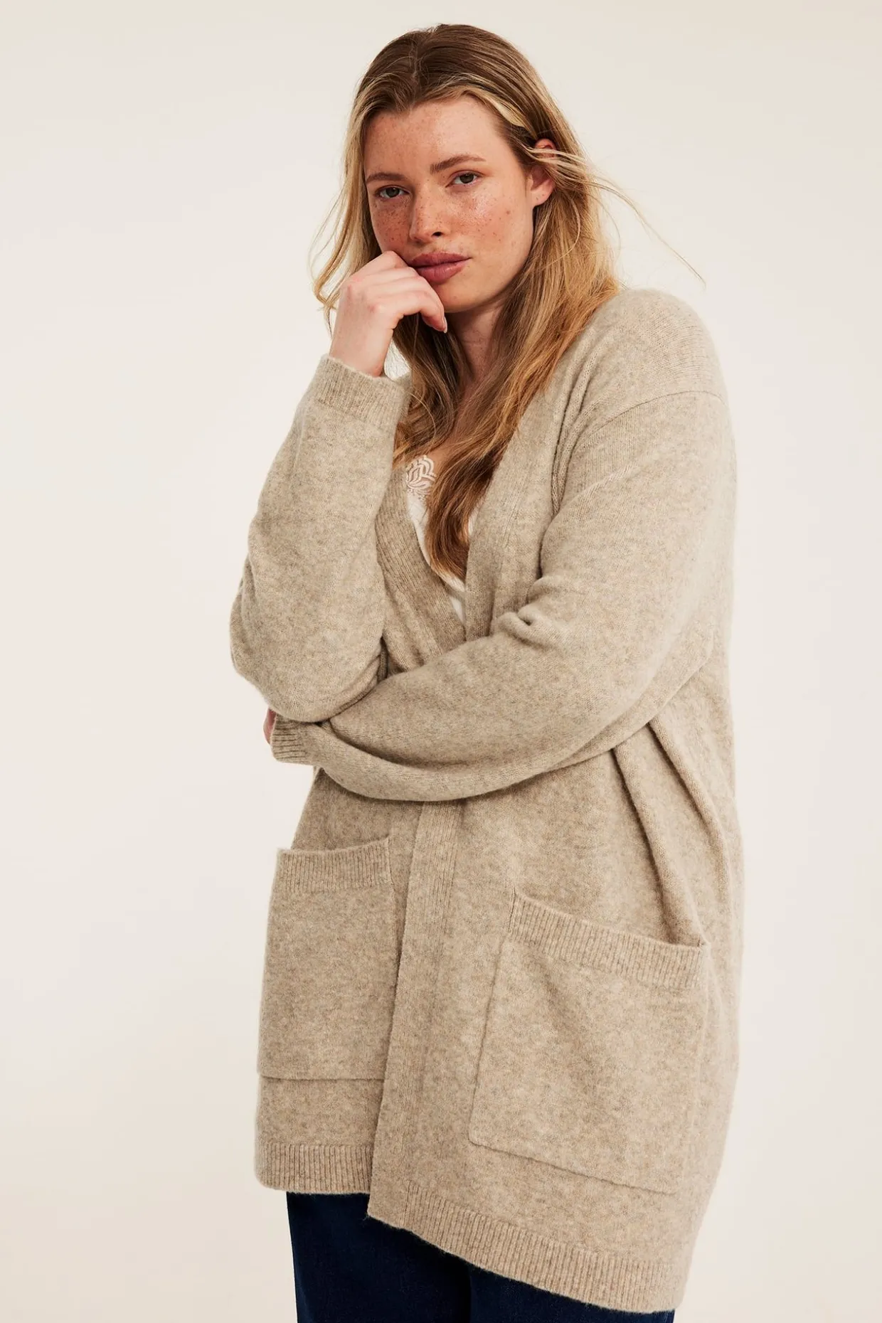 Lang strikket cardigan