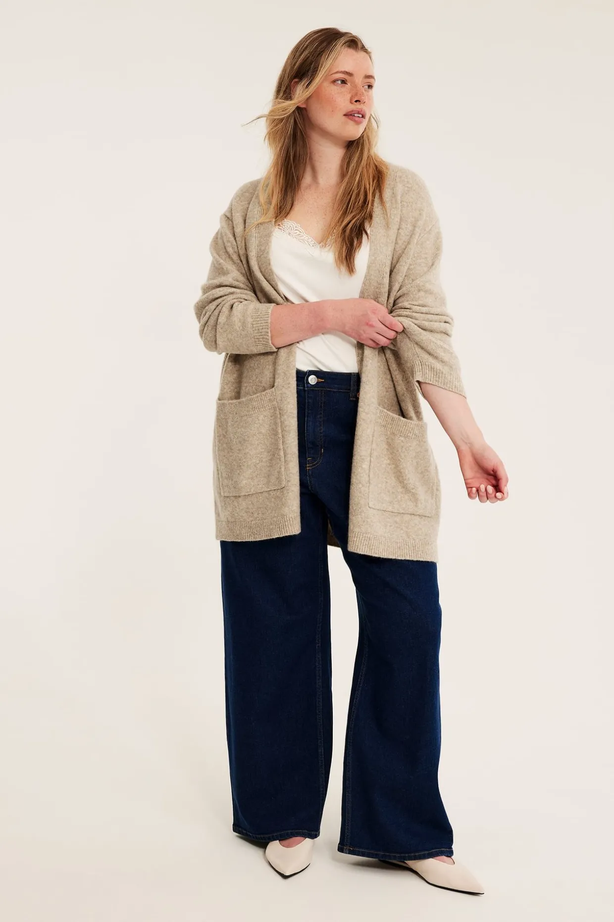Lang strikket cardigan