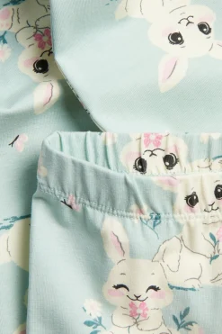 Leggings i bomullstrikot med kaniner