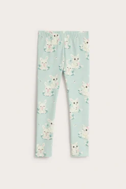 Leggings i bomullstrikot med kaniner