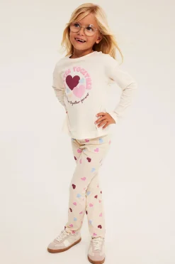 Leggings med utsvingte ben og hjertemønster