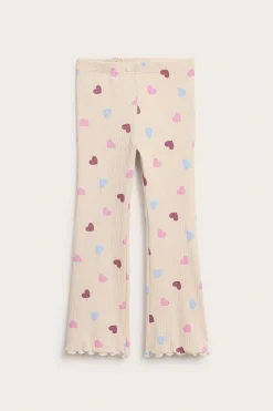 Leggings med utsvingte ben og hjertemønster