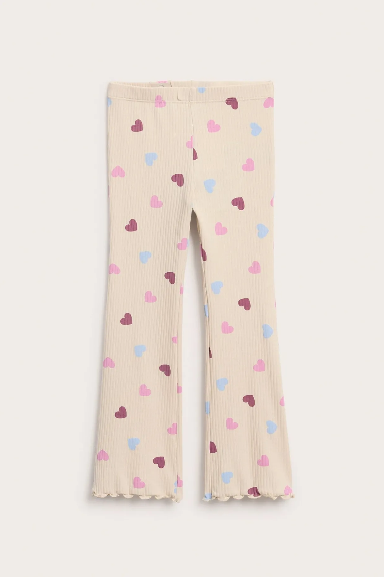 Leggings med utsvingte ben og hjertemønster