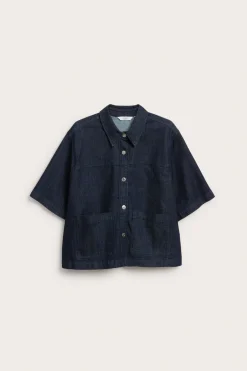 Løstsittende jeansskjorte med lommer