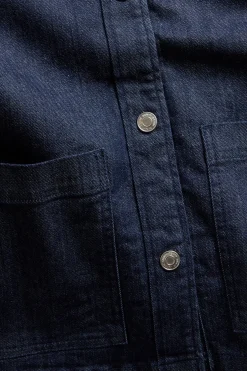 Løstsittende jeansskjorte med lommer