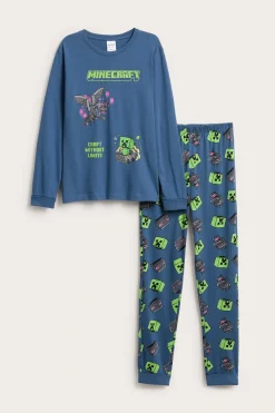 Minecraft-pyjamas med lange ermer i bomullstrikot