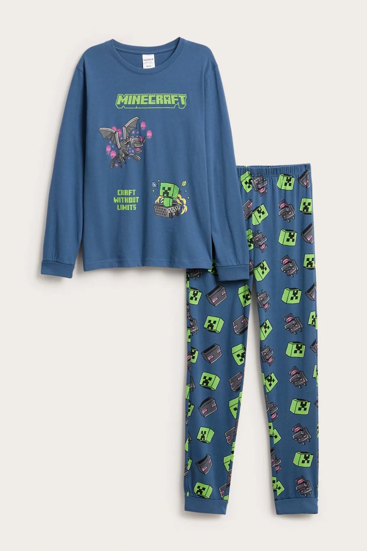 Minecraft-pyjamas med lange ermer i bomullstrikot