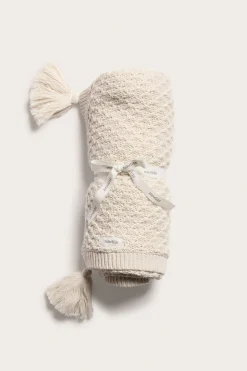 Mønsterstrikket pledd til baby | Lys beige | Baby | Newbie