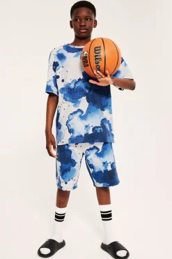 Mønstrede sweatshorts med lommer