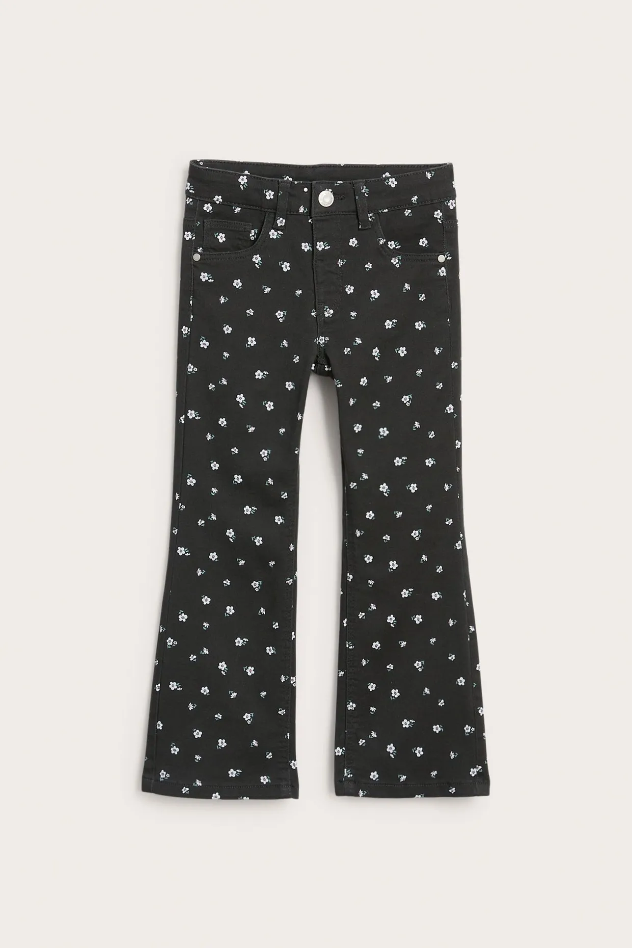 Mønstrede twilljeans i bootcut-modell
