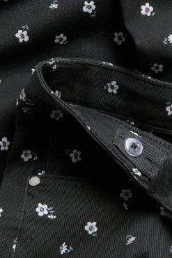 Mønstrede twilljeans i bootcut-modell