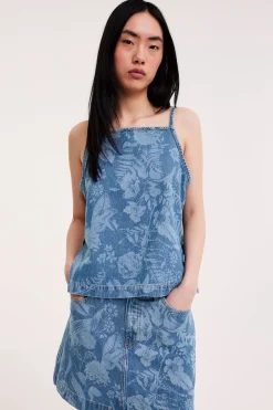Mønstret jeansskjørt