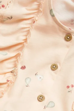 Mønstret jumpsuit med volanger