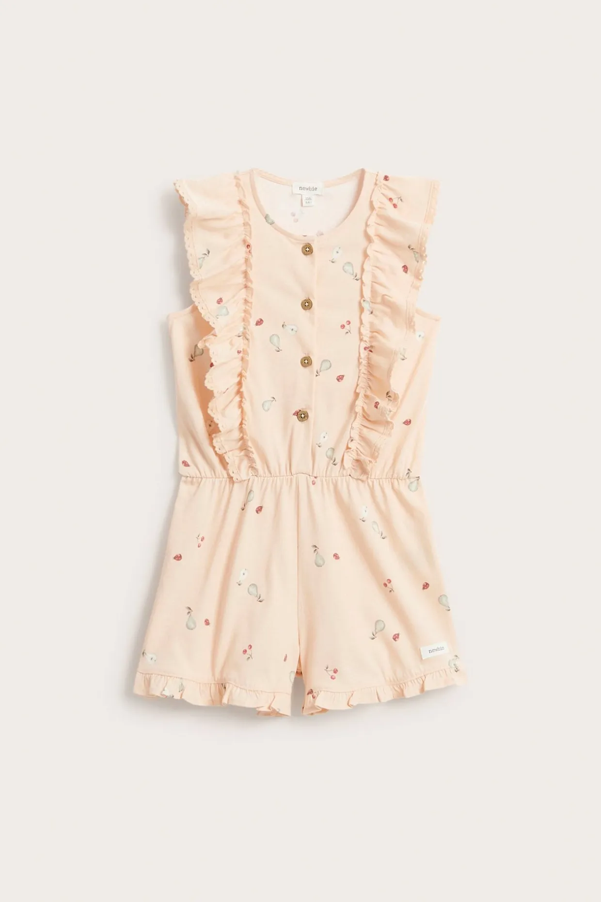 Mønstret jumpsuit med volanger