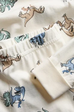 Mønstret pyjamas i bomullstrikot med dinosaurmønster