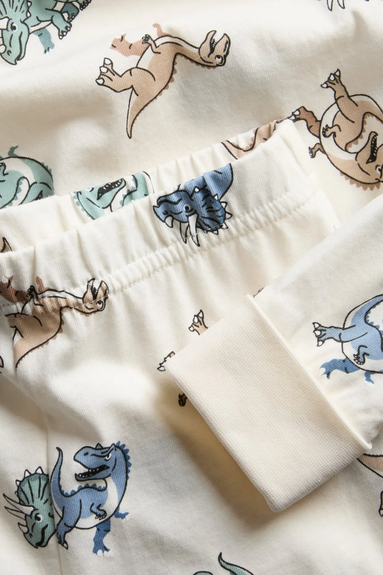 Mønstret pyjamas i bomullstrikot med dinosaurmønster