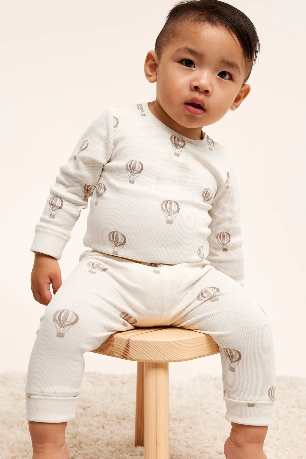 Mønstret ribbet babybody