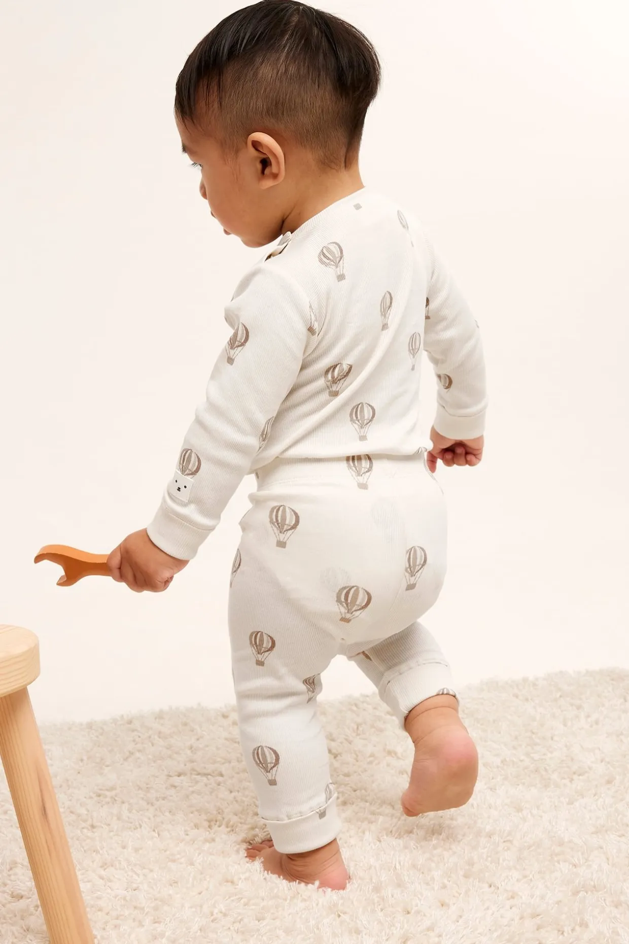 Mønstret ribbet babybody