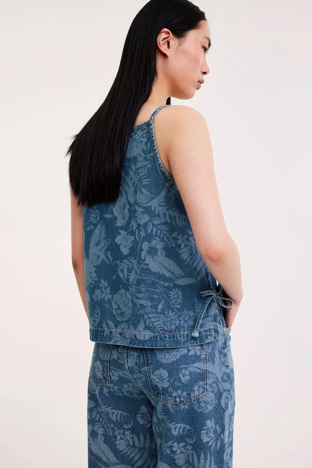 Mønstret singlet i denim