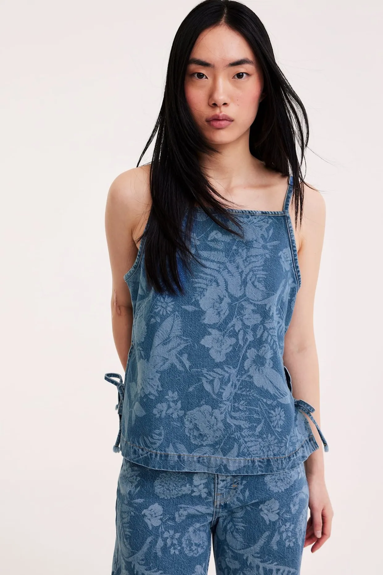 Mønstret singlet i denim