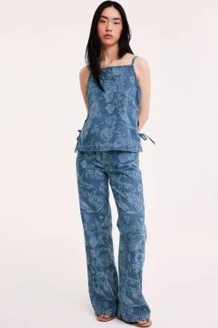 Mønstret singlet i denim