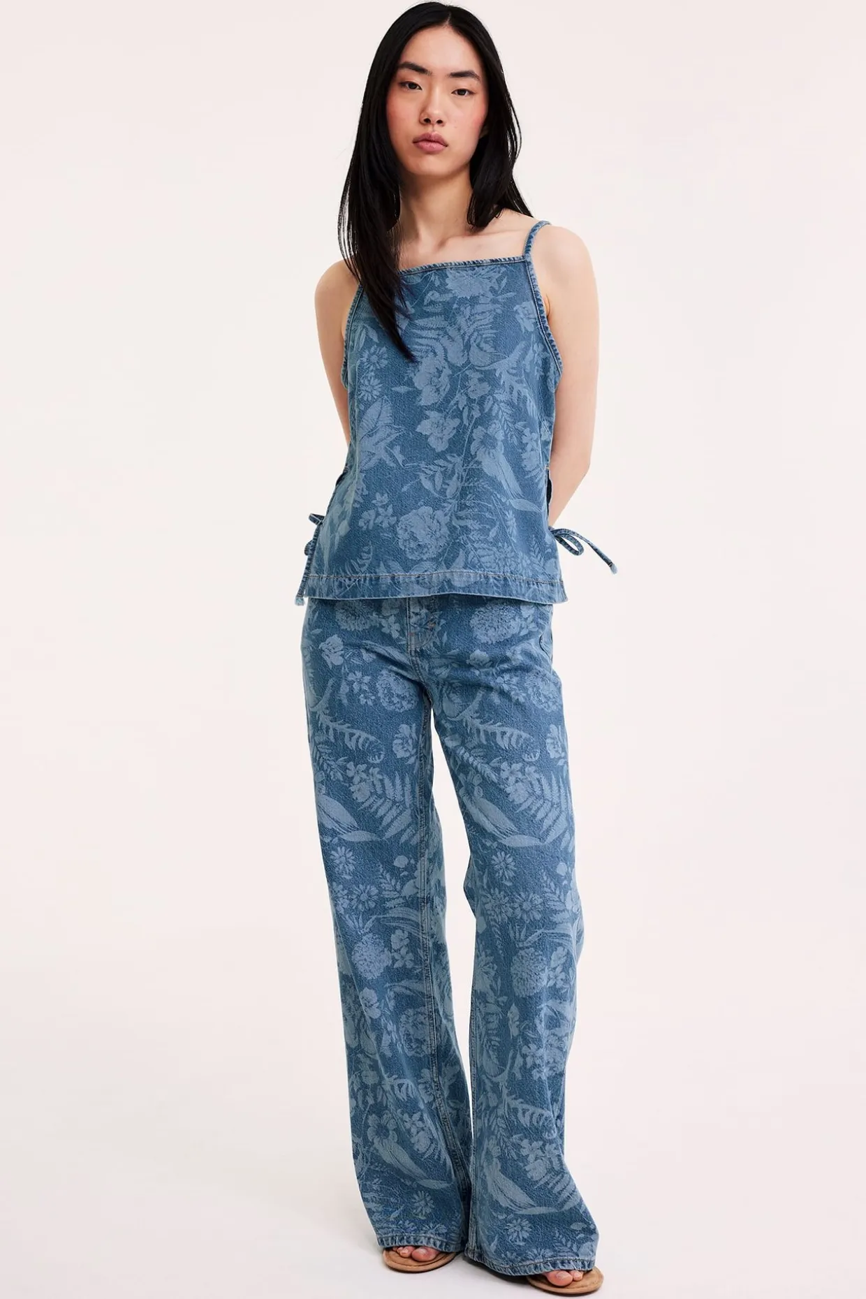 Mønstret singlet i denim