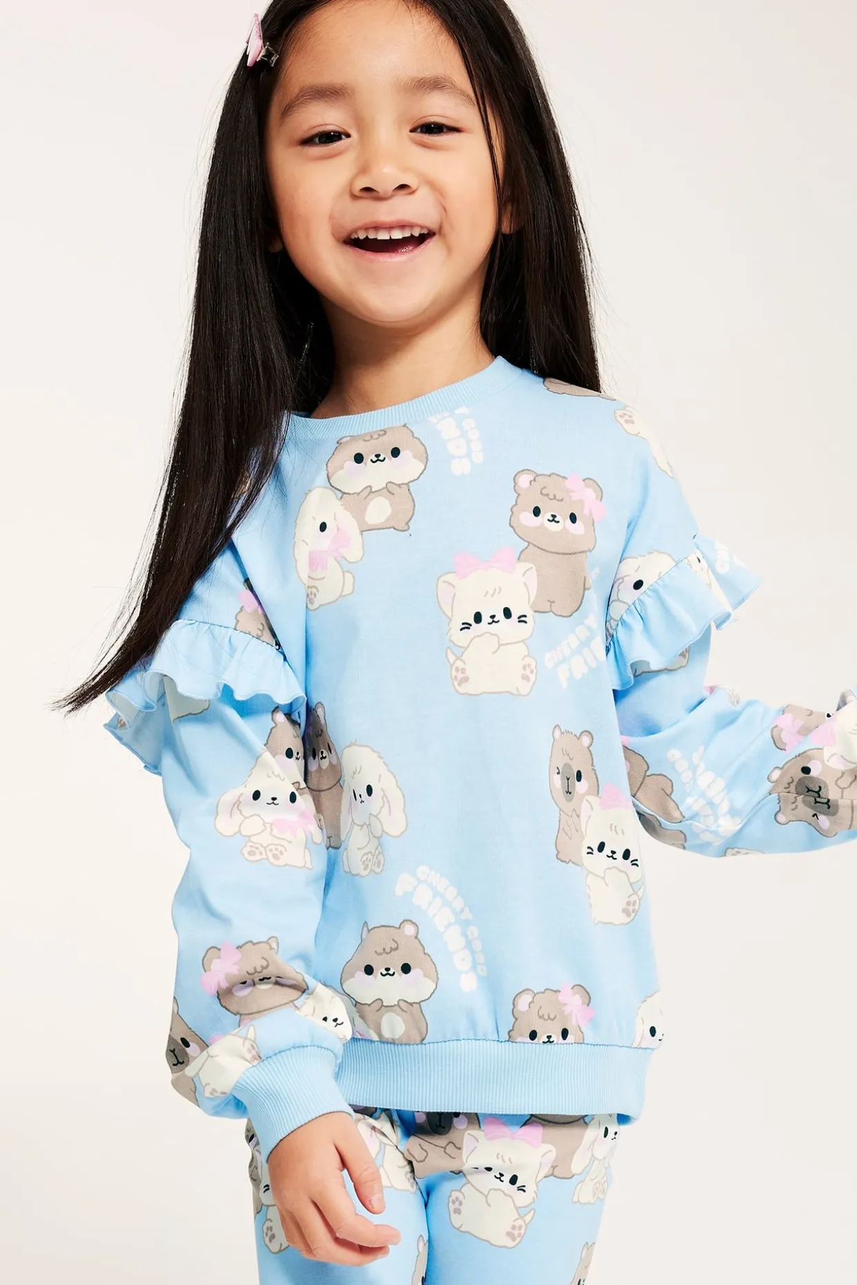 Mønstret sweatshirt med volanger