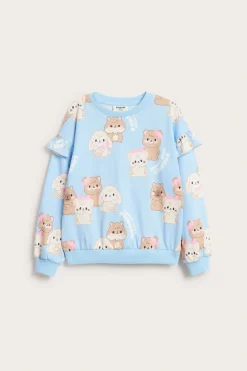 Mønstret sweatshirt med volanger
