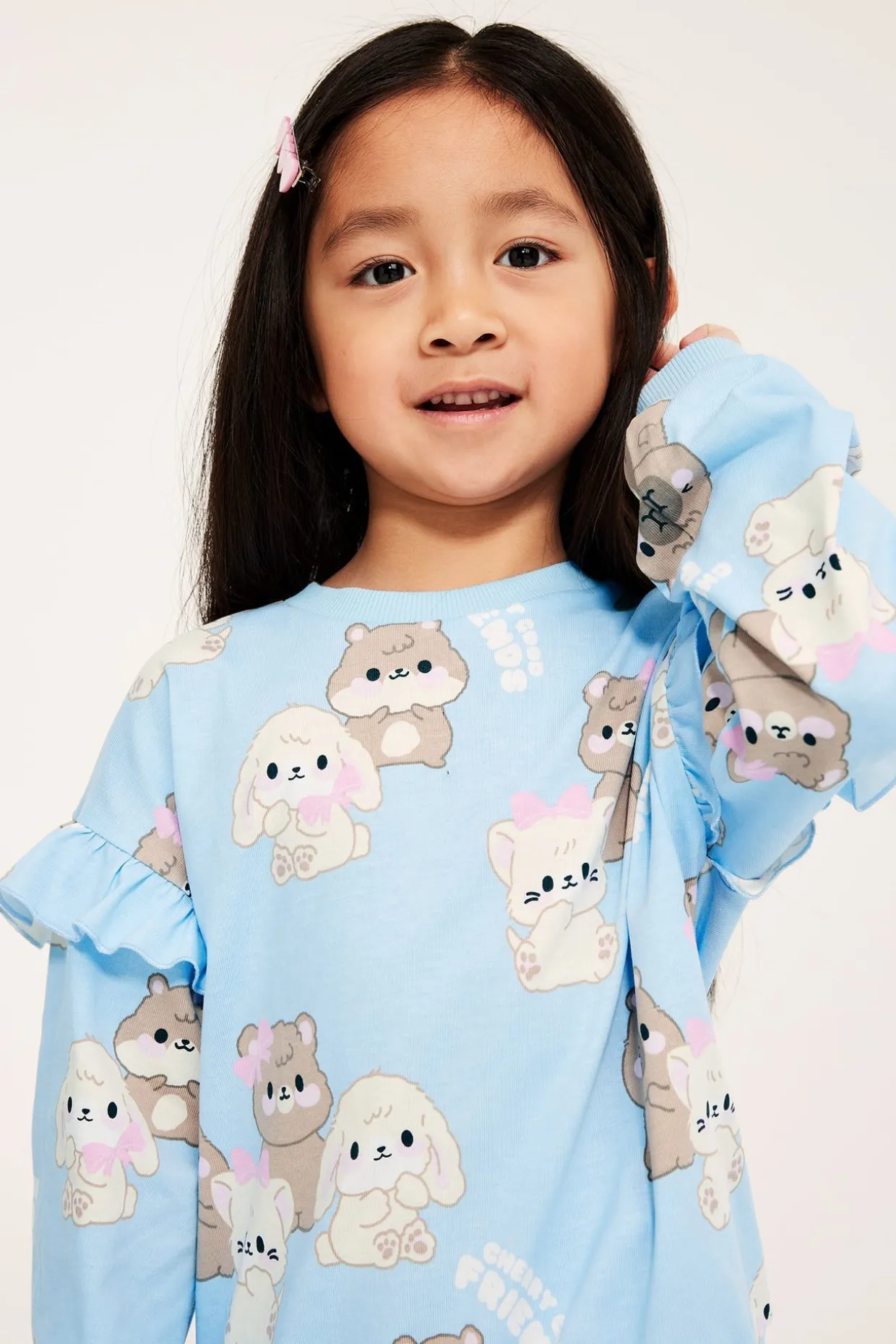 Mønstret sweatshirt med volanger