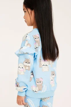 Mønstret sweatshirt med volanger