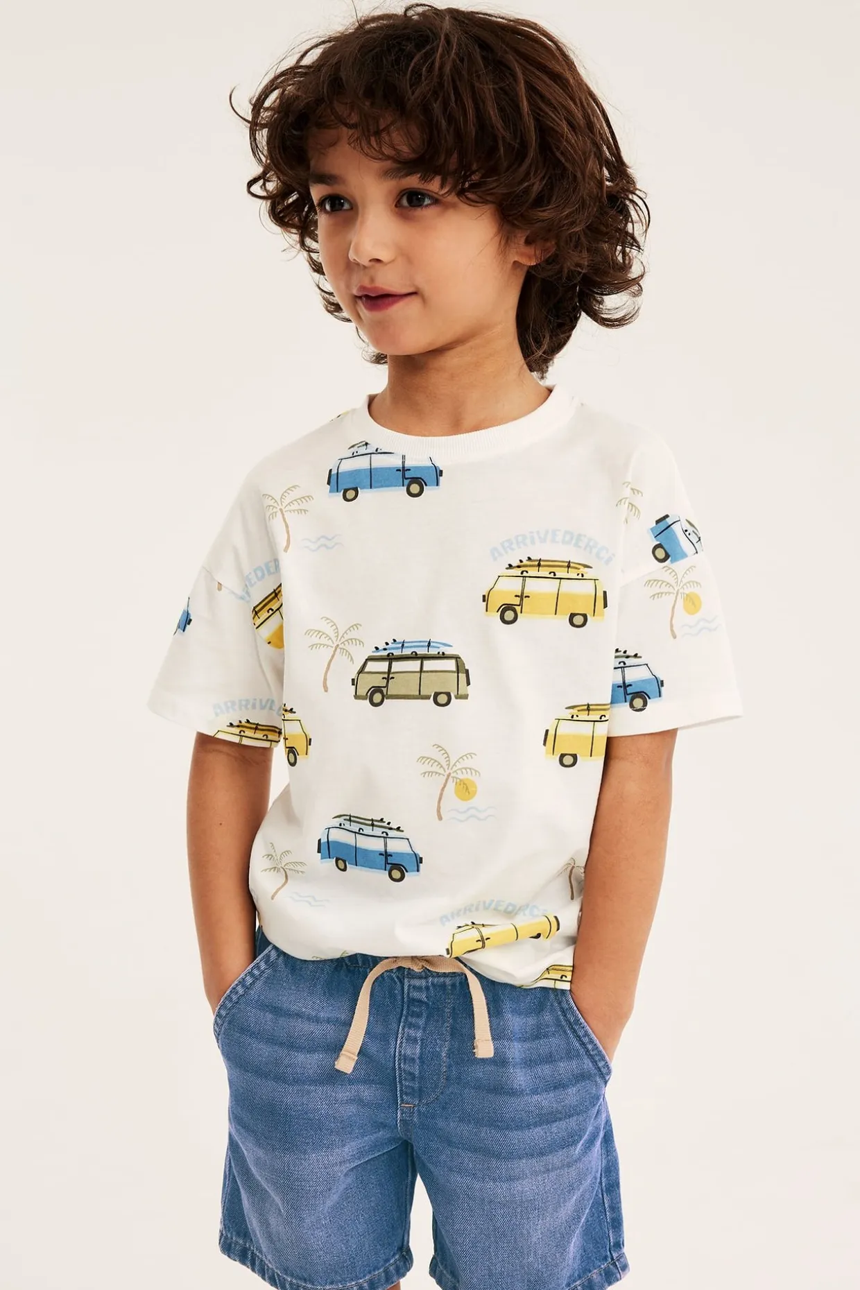 Myke jeansshorts i dra-på-modell